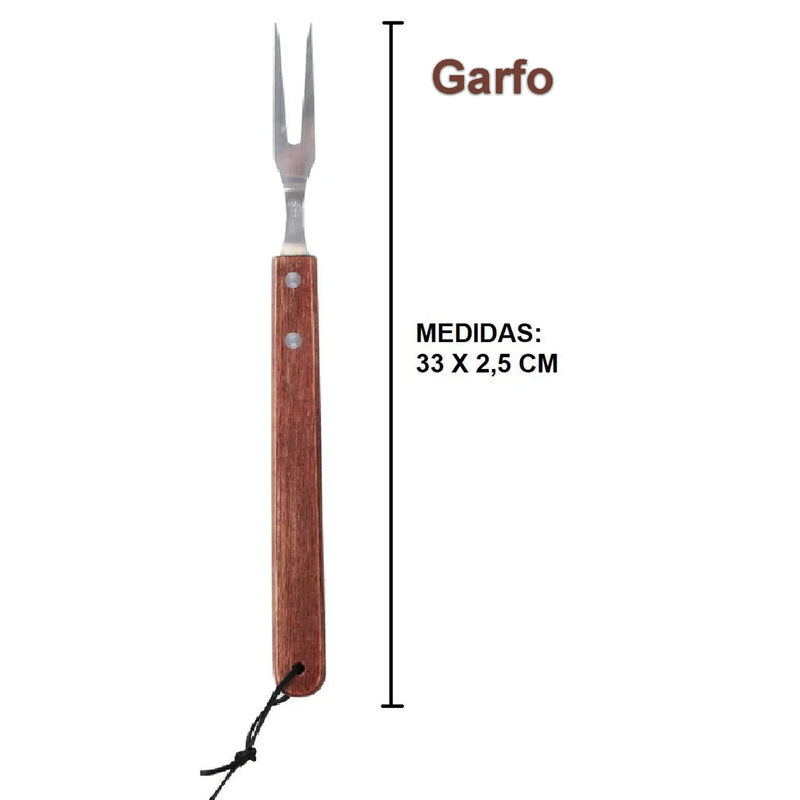 Kit de churrasco com cabo de madeira atenas, 3 peças de aço inoxidável, garfo, faca e pinças, acessórios de alta qualidade, cozinha, churrasco