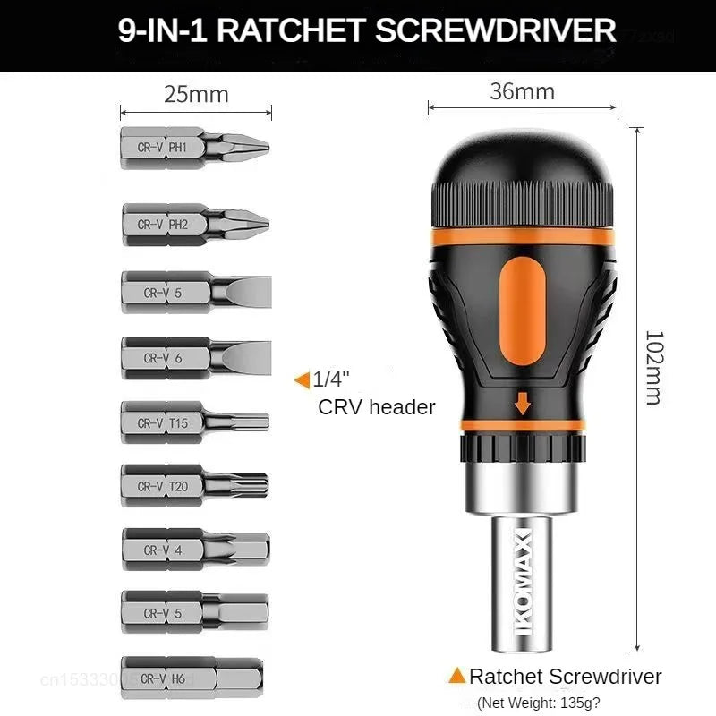 Xiaomi 9 in 1 Adjustable Ratcheting Screwdriver Set Magnetic Nut Driver Tools Multifunctional Electronic Repair Hand Screwdriver