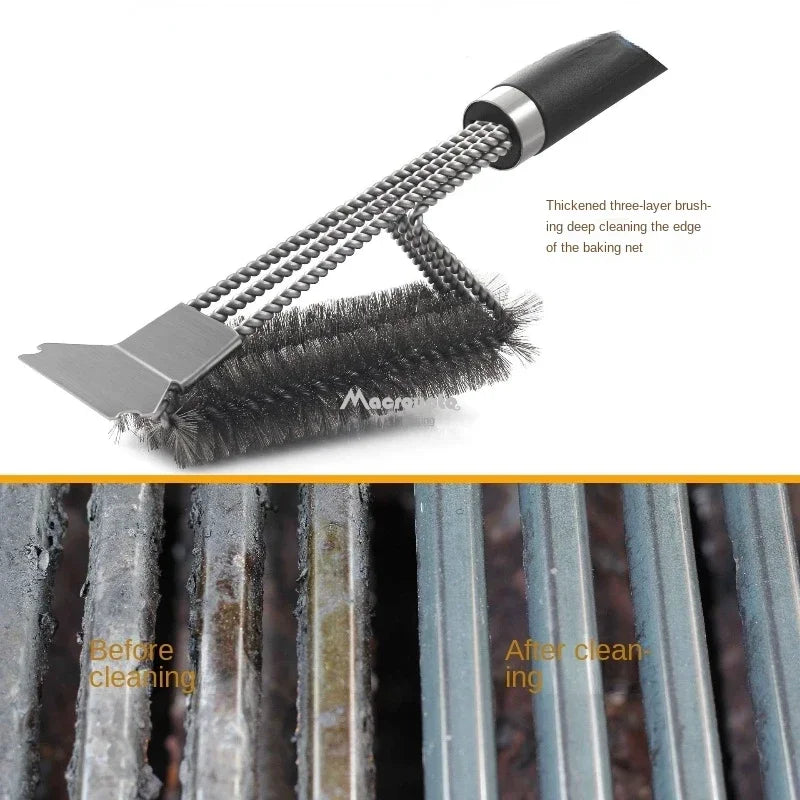 Barbecue Grill BBQ Brush Clean Tool Grill Accessories Stainless Steel Bristles Non-stick Cleaning Brushes Barbecue Accessories