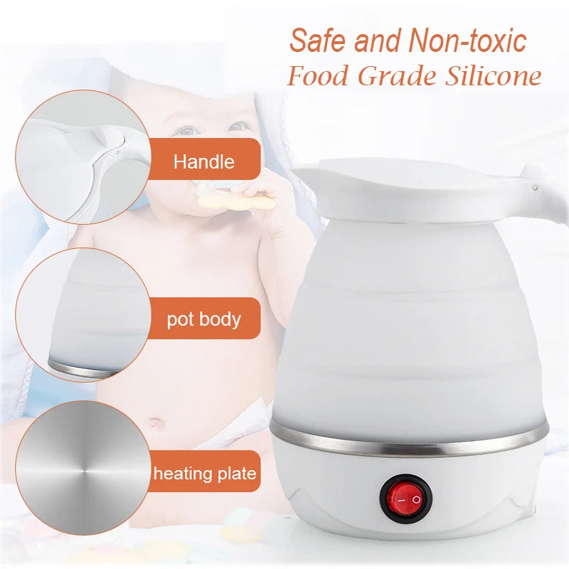 Household Travel Folding Kettle 600Ml Electric Portable Boiling Pot 110V/220VTravel Water Boiler Kitchen Appliances Water Kettle