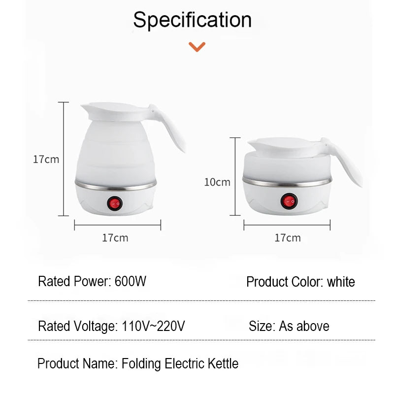 Household Travel Folding Kettle 600Ml Electric Portable Boiling Pot 110V/220VTravel Water Boiler Kitchen Appliances Water Kettle