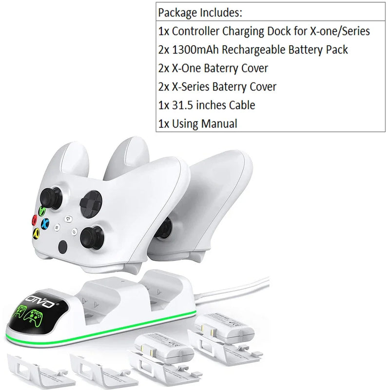 Dual Charger For Xbox Series One S X + 2 Battery Control