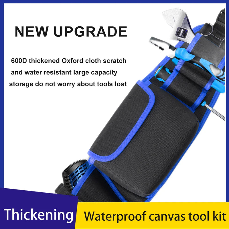 Multifuncional Oxford pano espessado ferramenta elétrica bolso, Ferramenta portátil de manutenção longa, Trabalho aéreo