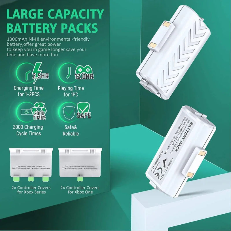 Dual Charger For Xbox Series One S X + 2 Battery Control